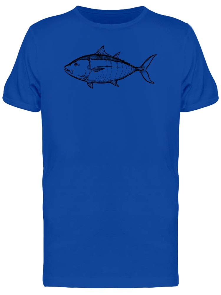 Blue Fin Tuna Sketch Graphic T-Shirt for Men - Casual Cotton Tee for Fishing Enthusiasts & Ocean Lovers