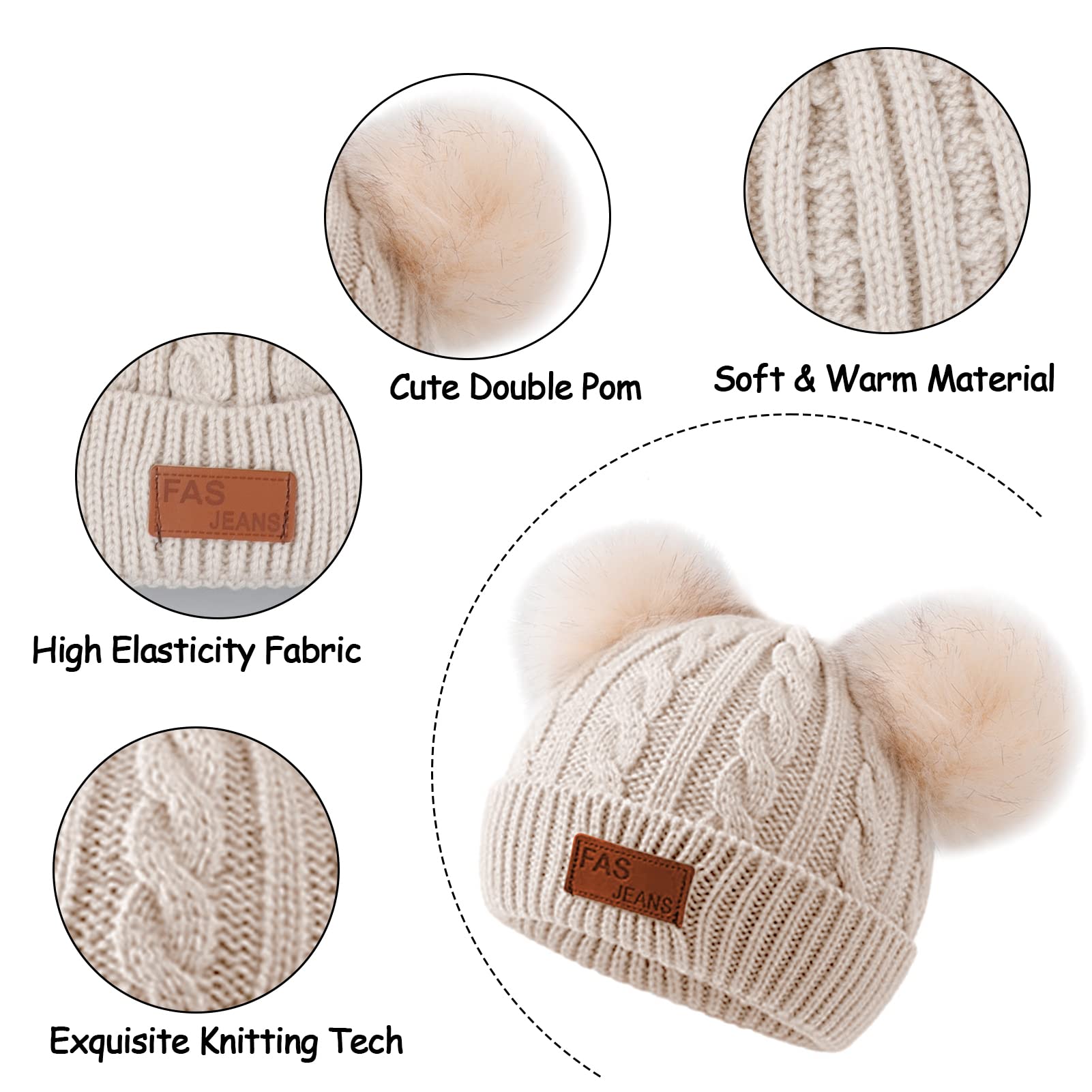 Kids Winter Hat and Scarf Set - Warm Knitted Fleece Hat with Removable Pom Pom for Boys & Girls | Perfect for Skiing, Snow Play & Cold Weather Activities