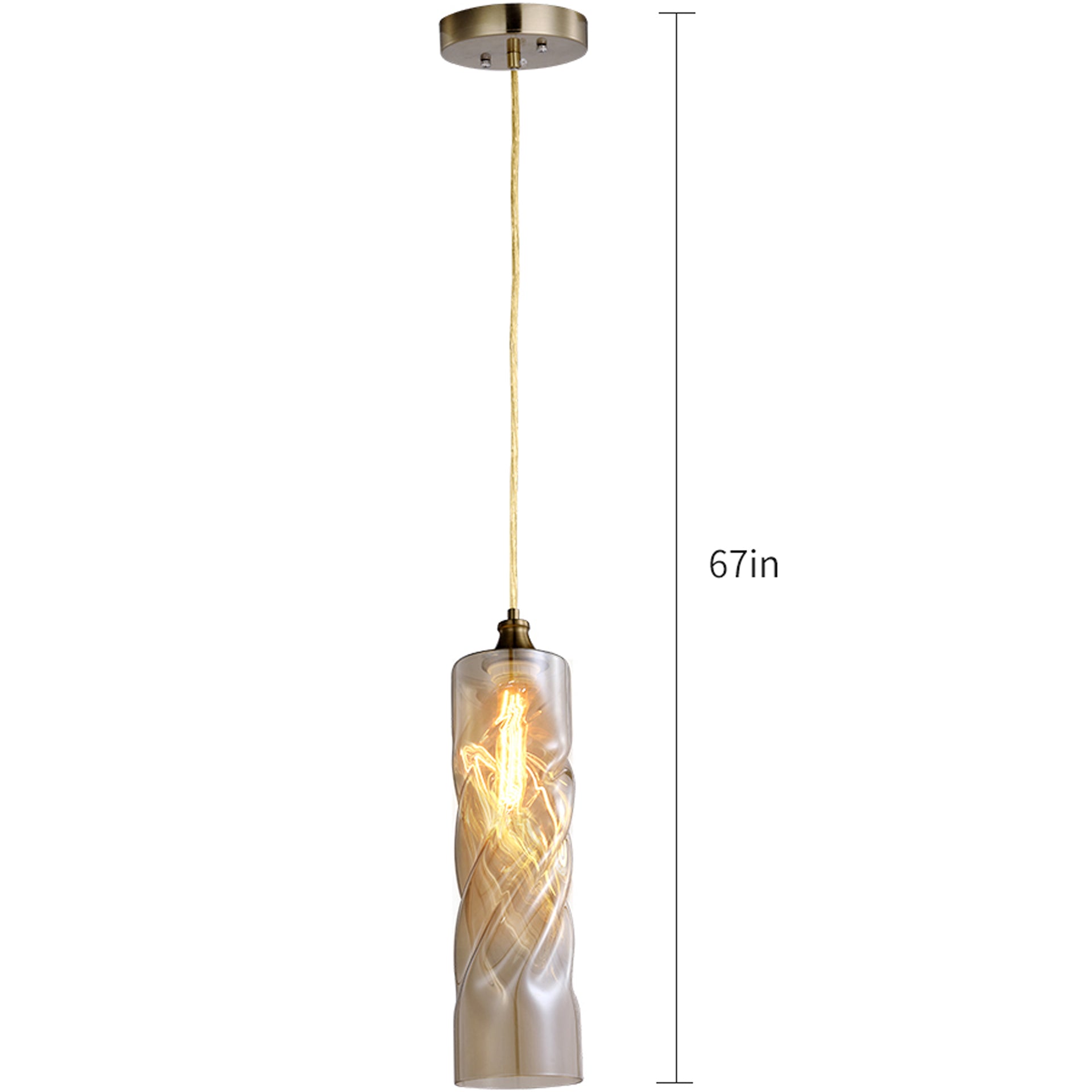 CARRO HOME Gemini Cylinder Ombre Glass Pendant Light - Modern Hanging Fixture for Dining Room, Kitchen Island & Bedroom Lighting Decor