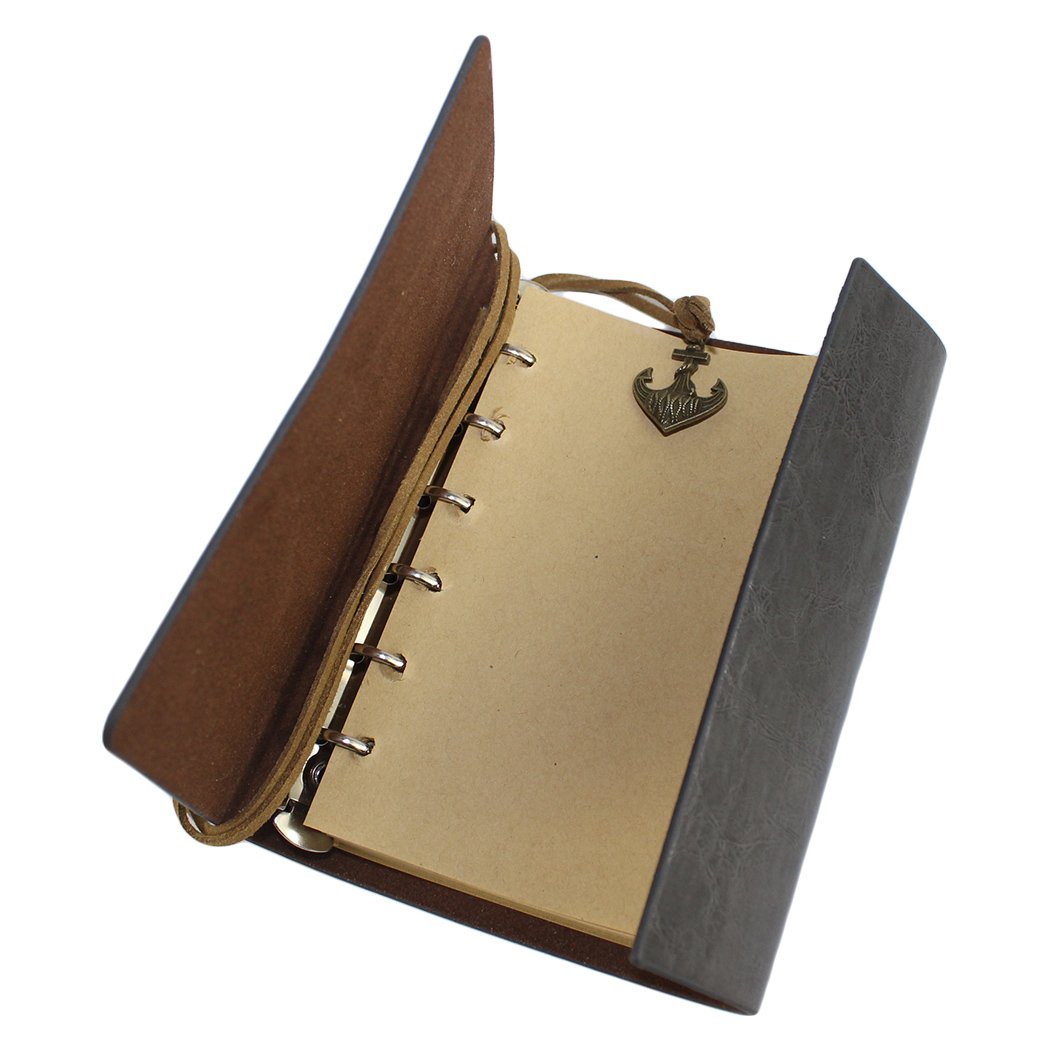 Vintage Classic Refillable Notebook with Loose Leaf Pages - Black Writing Journal & Gel Pen Set for School, Office, and Creative Note-Taking