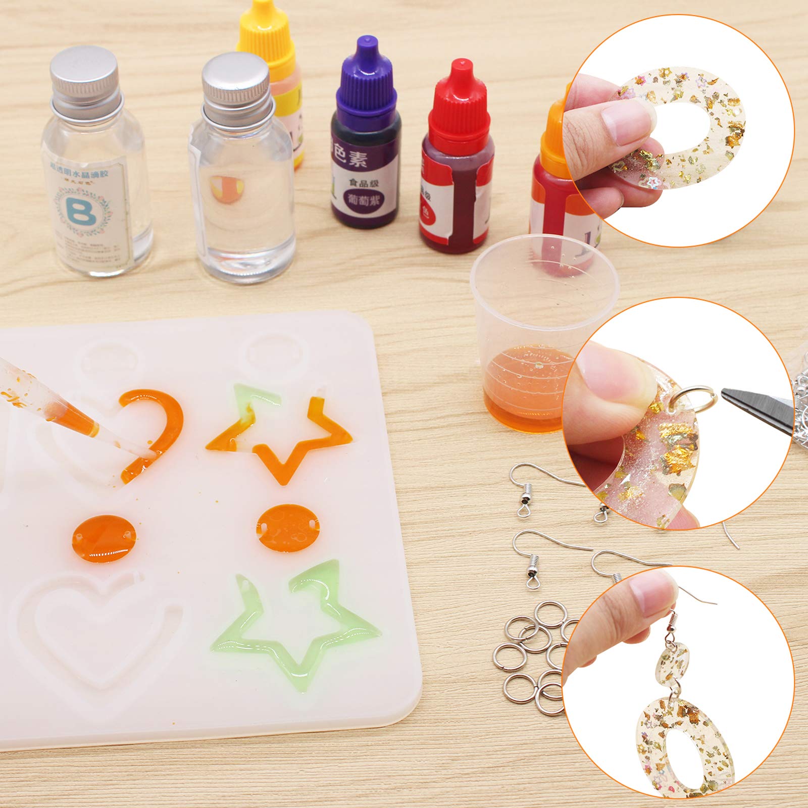Gocelyn 2Pcs Silicone Resin Molds for Earrings & Pendants - DIY Jewelry Making Kit with Hanging Holes for Keychains, Necklaces, and Handmade Accessories - Perfect for Crafters, Gift Making, and Home Decor Projects