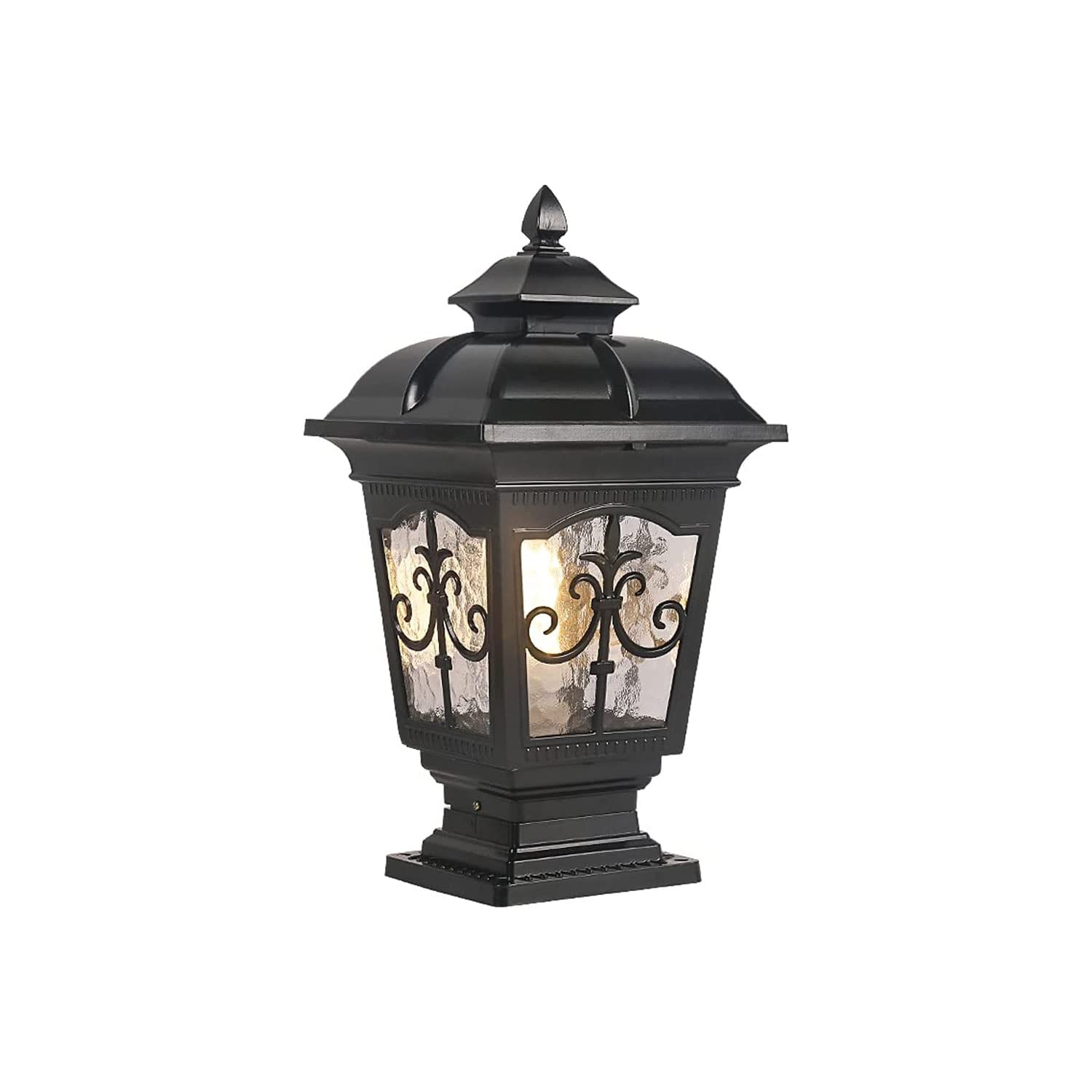 Outdoor Column Lights IP65 Waterproof - Aluminum & Glass Garden Post Lights for Fence, Patio, Landscape - Black Exterior Pillar Lights for Yard, Driveway, Walkway Decoration