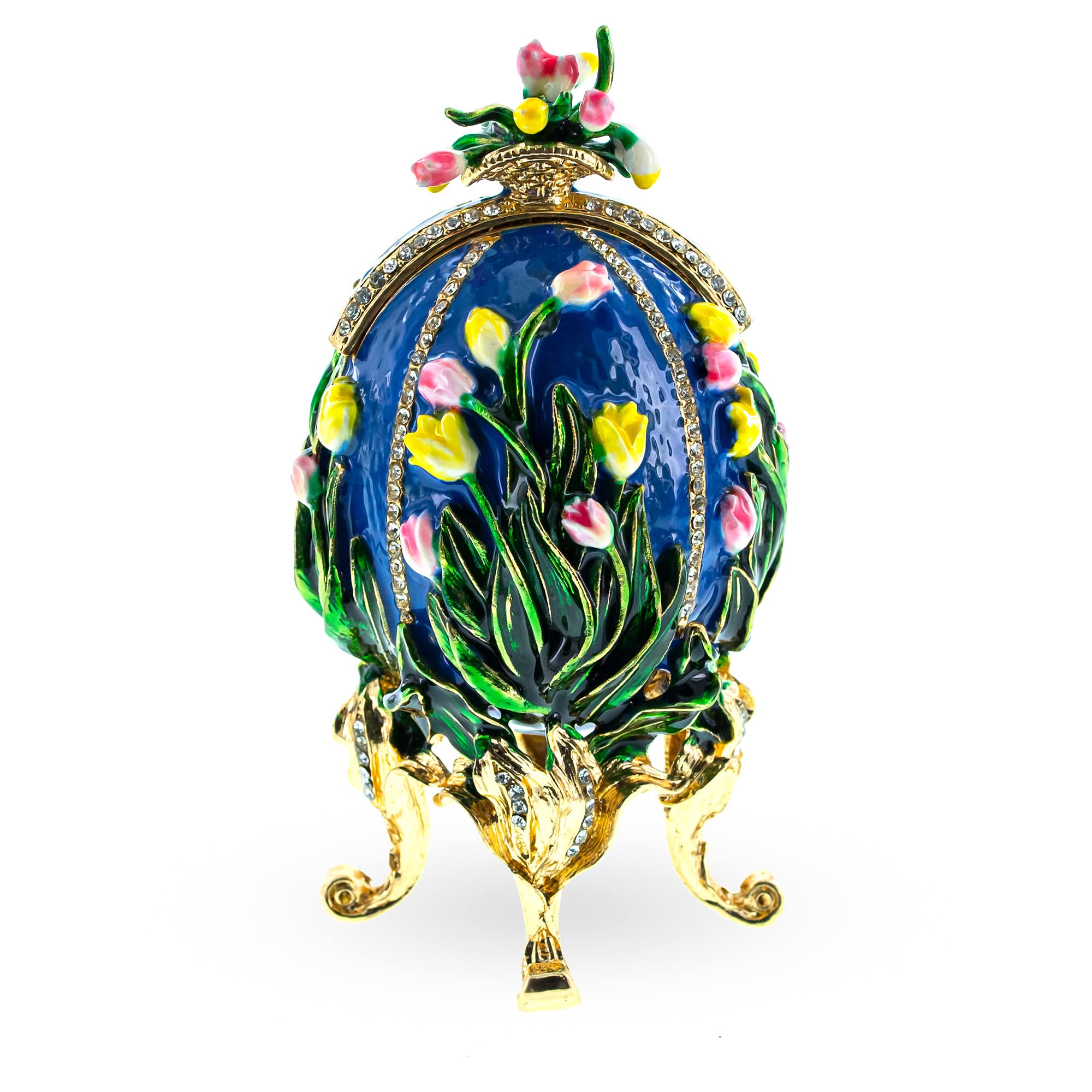 BestPysanky 1898 Lilies of The Valley Royal Imperial Easter Egg - 4.75 Inch Hand-Painted Ukrainian Collectible - Perfect for Easter Decor, Gift Giving & Home Display