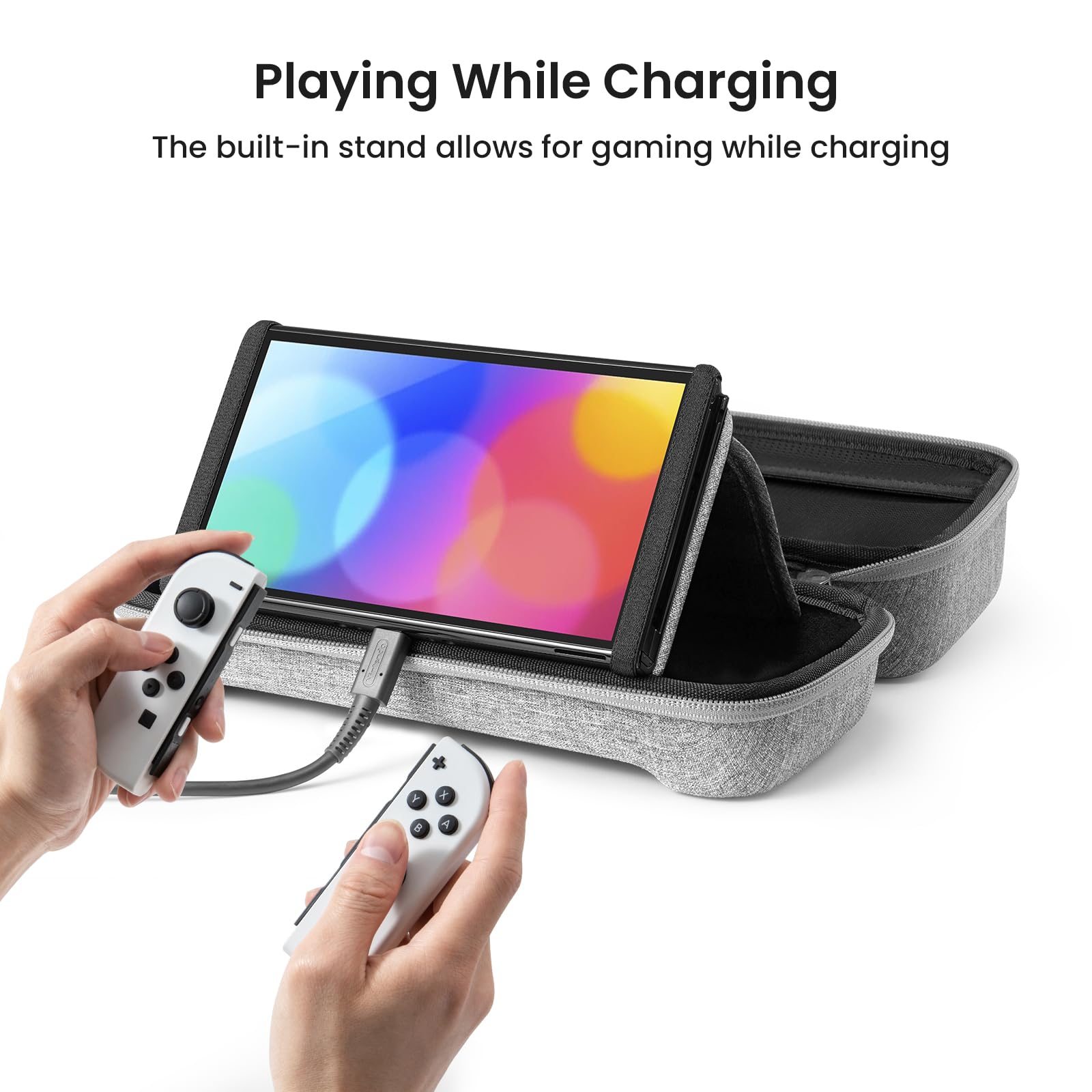 Tomtoc Protective Carrying Case for Nintendo Switch & OLED Model - Large Travel Bag with Pockets for Pro Controller, Joy-Con Grip & AC Adapter - Holds 24 Game Cartridges - Perfect for Gaming on the Go, Travel & Storage