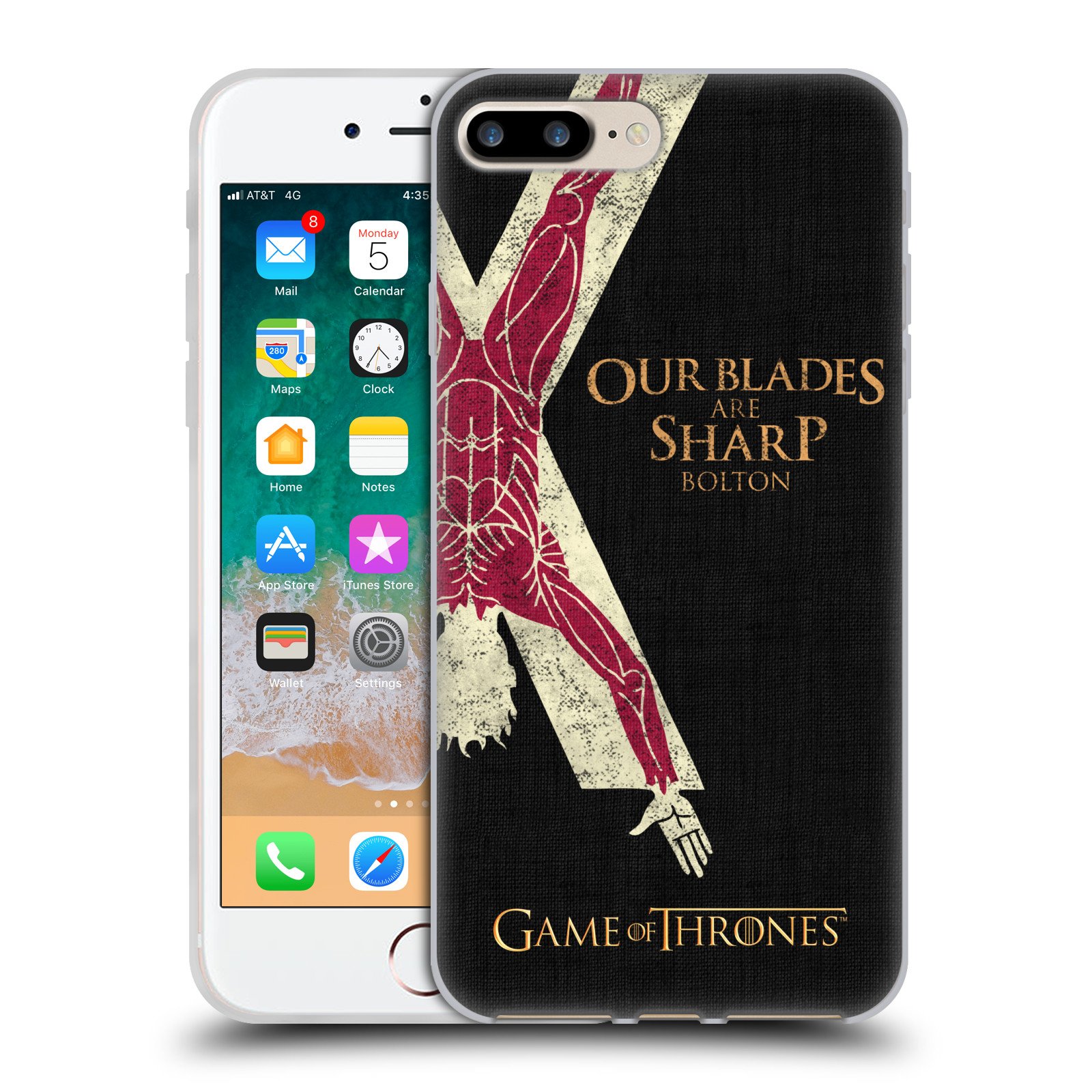 Official HBO Game of Thrones Bolton House Mottos Soft Gel Case for iPhone 7 Plus/8 Plus - Premium Protection with Unique House Sigil - Perfect for GOT Fans & Medieval Theme Lovers
