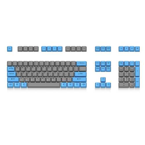 Akko X Ducky 108 Key OEM Profile PBT Retro Grey Blue Keycaps Set for Mechanical Keyboard - Perfect for Gaming, Typing & Office Work