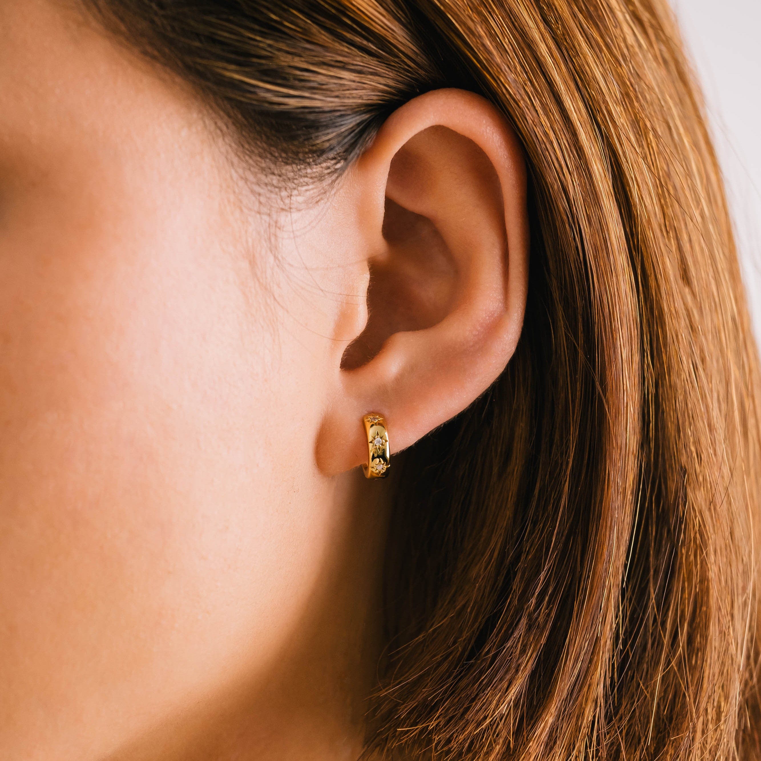 Sparkling Huggie Hoop Earrings for Women - 14K Gold Plated Small Hoop Earrings - Perfect for Everyday Wear, Parties & Gifts