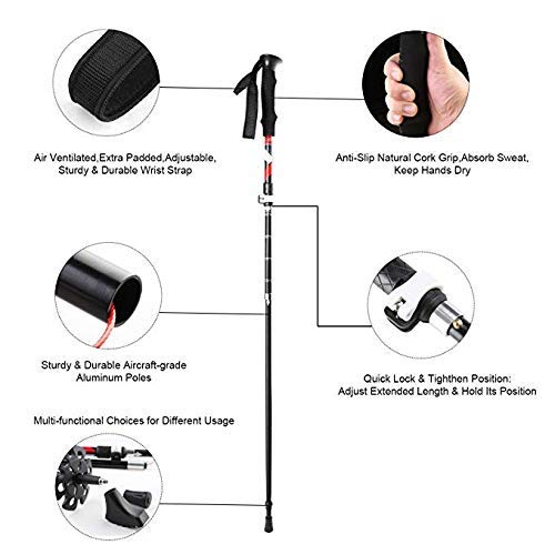 Premium Nordic Walking Trekking Poles - Adjustable Antishock Quick-Lock Telescopic Hiking Sticks for Men & Women | Ultralight Collapsible Design for Hiking, Camping, Backpacking & Outdoor Adventures | Perfect for Trail Walking, Mountain Climbing & Fitness Training