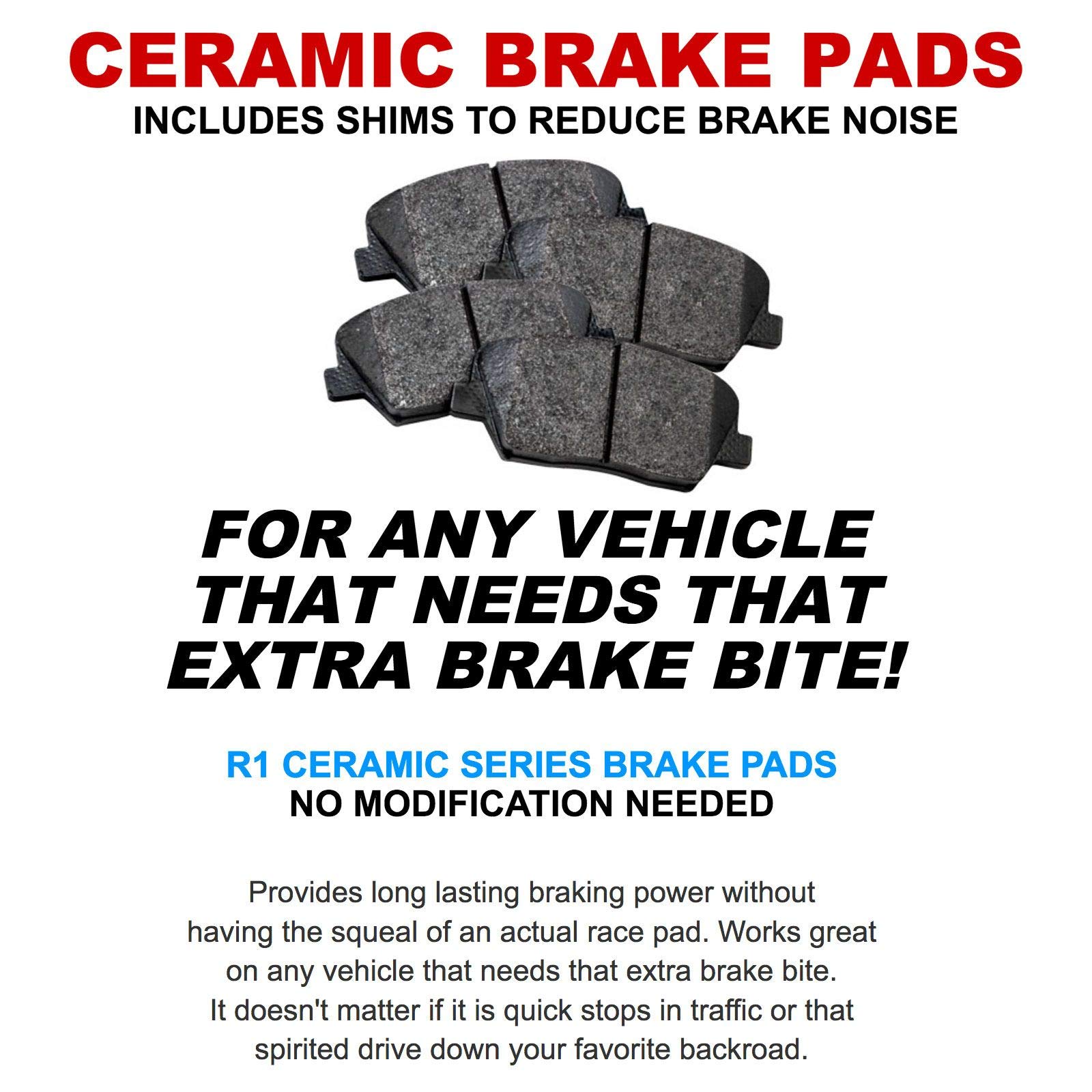 R1 Concepts Premium Ceramic Brake Pads and Rotors Kit - Front & Rear Set for 2010 Hyundai Elantra | High-Performance Braking System | Perfect for Daily Commuting, City Driving and Highway Safety