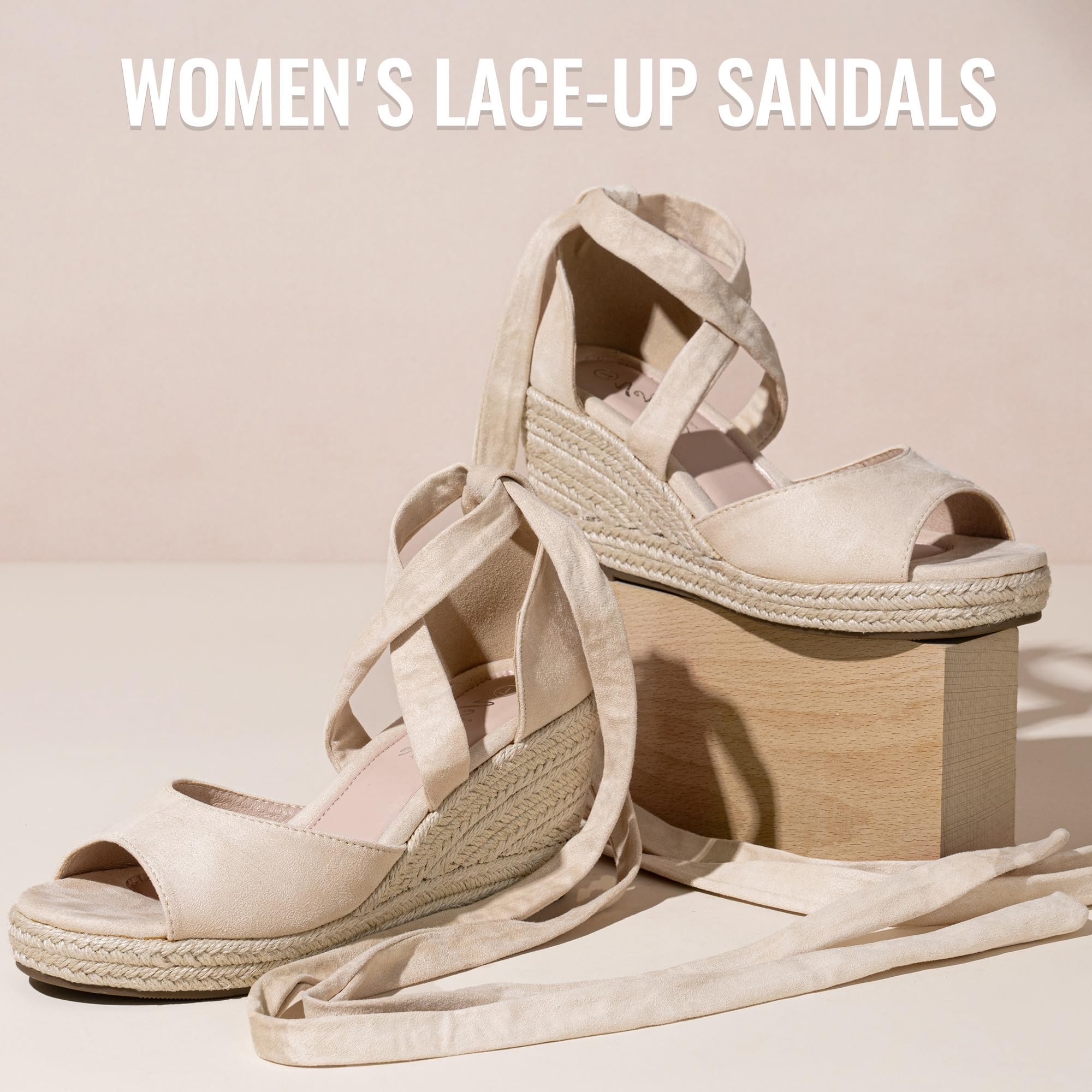 Vepose Women's Platform Wedge Sandals - Open Toe Espadrilles with Lace-Up Design | Comfortable High Heel Summer Sandals for Beach, Party & Casual Wear