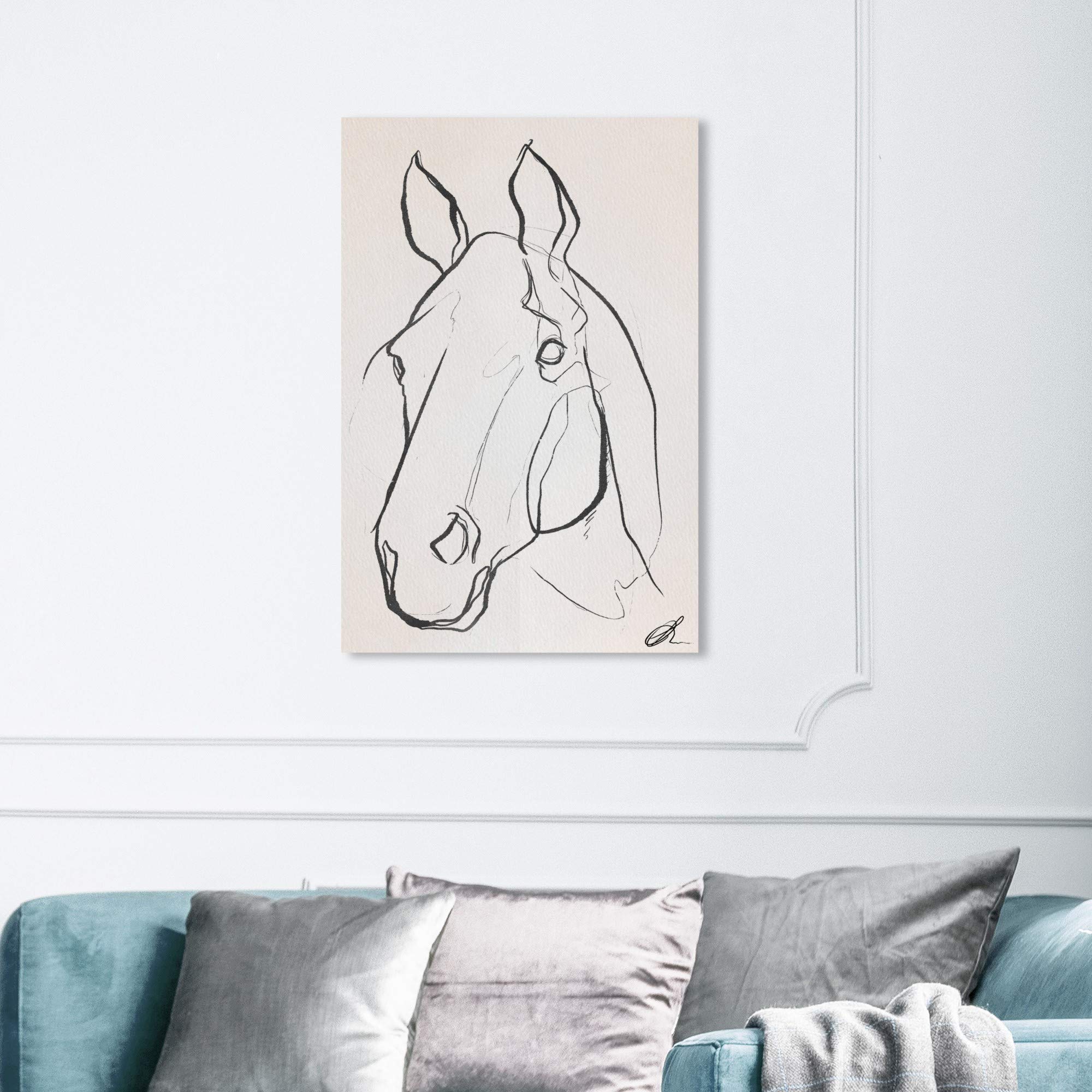 Stallion Sketch III Wall Art Canvas Print - 24x36 Inches Black & White Horse Painting - Modern Home Decor for Living Room, Bedroom, Office - Premium Animal Artwork by Oliver Gal Artist Co.