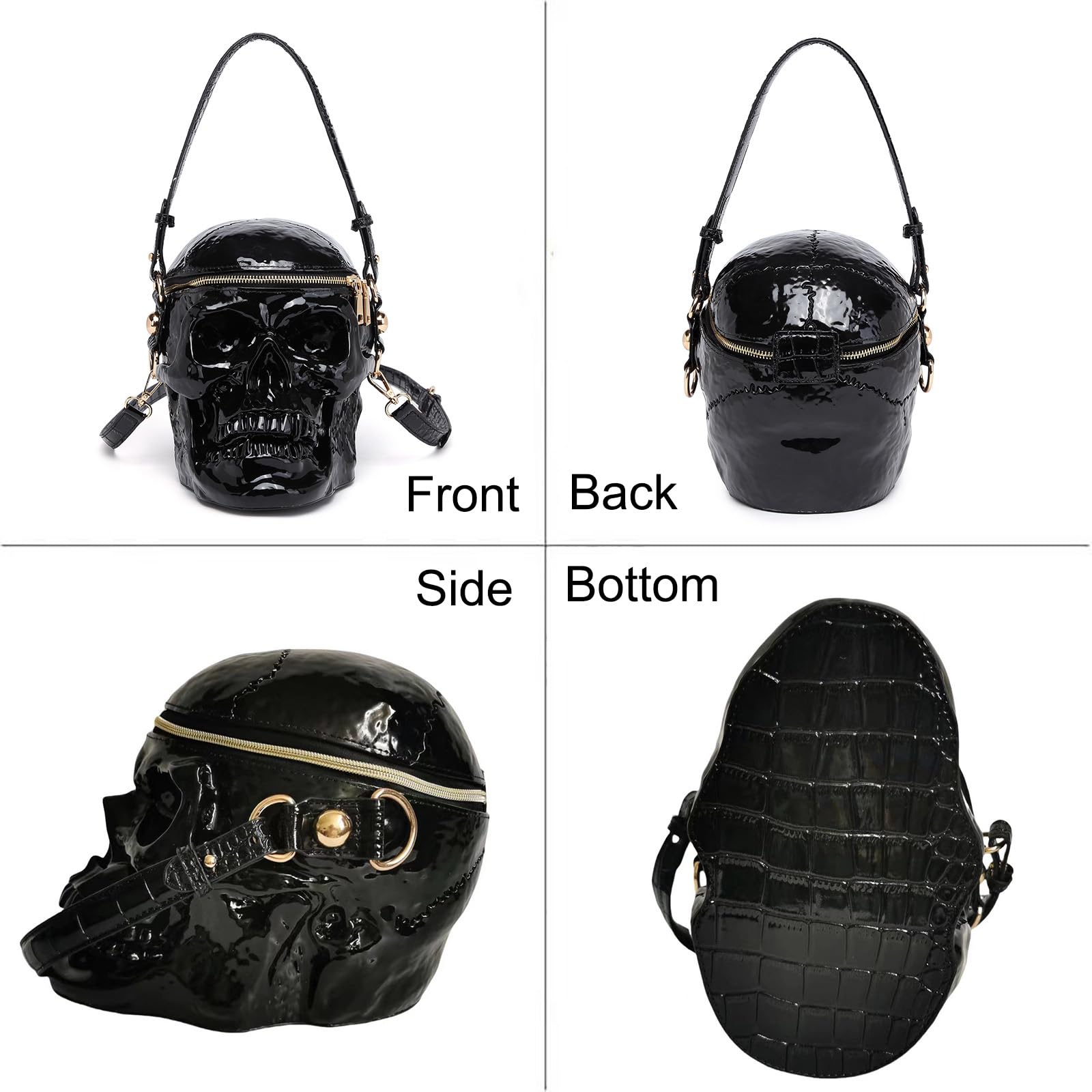 Gothic Skull Crossbody Bag for Men & Women - Unique PVC Horror Handbag for Halloween, Parties & Gothic Fashion | Perfect for Cosplay, Concerts & Alternative Outfits