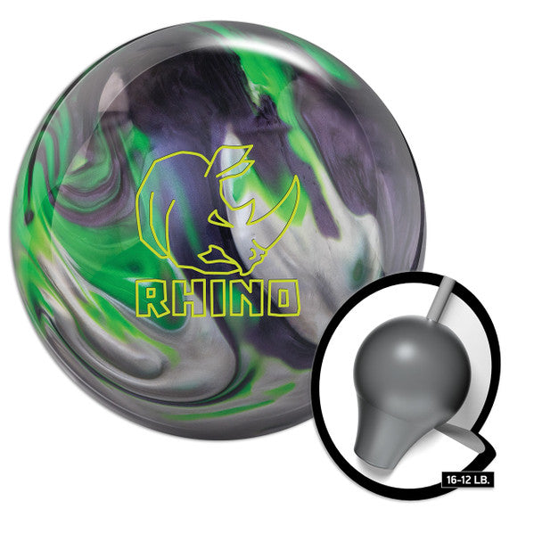 Brunswick Rhino Bowling Ball - Carbon, Lime & Silver Colors for Strikes & Spares | Perfect for League Play & Casual Bowling