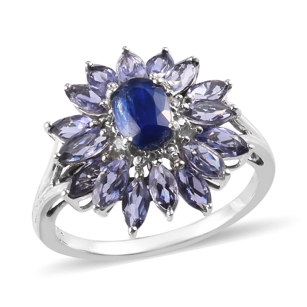 Shop LC Kyanite Blue Tanzanite Mix 925 Sterling Silver Flower Ring for Women - Size 9, 3.69 Ct | Elegant Jewelry Gift for Birthday, Anniversary & Special Occasions