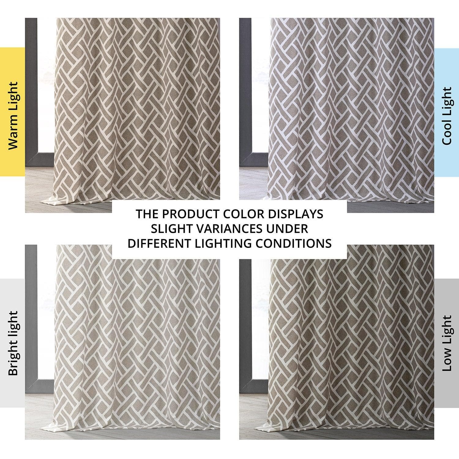 Martinique Taupe Geometric Printed Cotton Blackout Curtains for Bedroom & Living Room - Thermal Insulated Window Drapes for Hotels & Home Decor