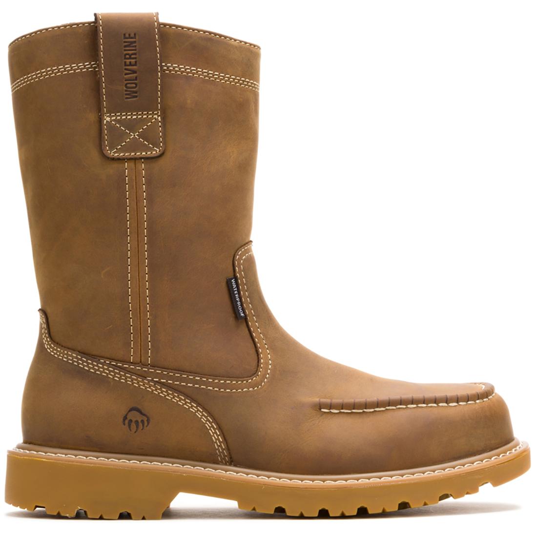 Waterproof Steel Toe Pull On Work Boots for Men - Floorhand Moc Toe Safety Shoes - Slip Resistant & Comfortable for Construction, Warehouse & Outdoor Work