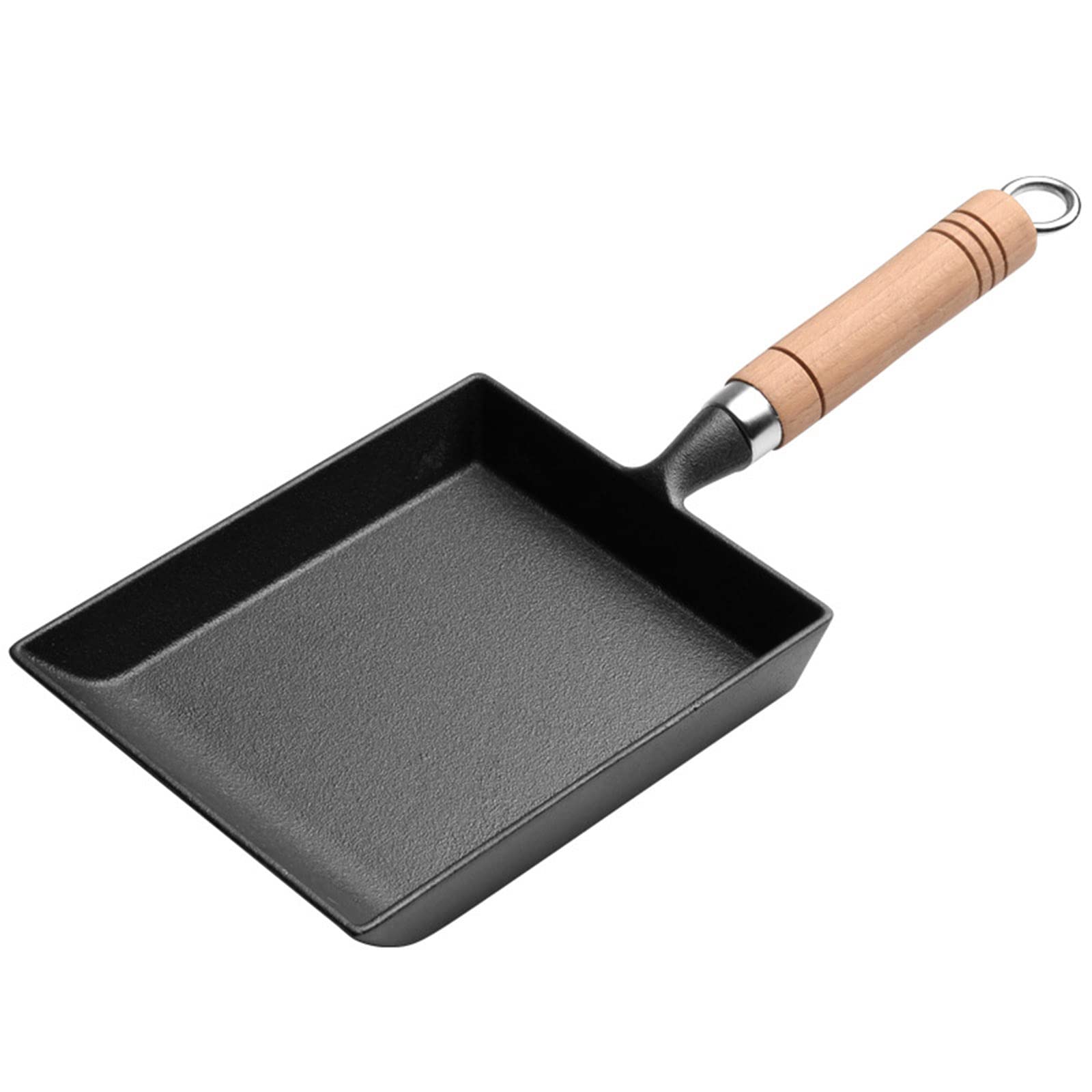 OiAKUS Cast Iron Tamagoyaki Pan - 8 Inch Square Japanese Omelette Skillet with Wooden Handle, Non-Stick Surface for Perfect Egg Rolls - Ideal for Induction Cooktops, Gas Stoves & Oven Use - Great for Breakfast, Lunch Meal Prep & Japanese Cuisine Cooking