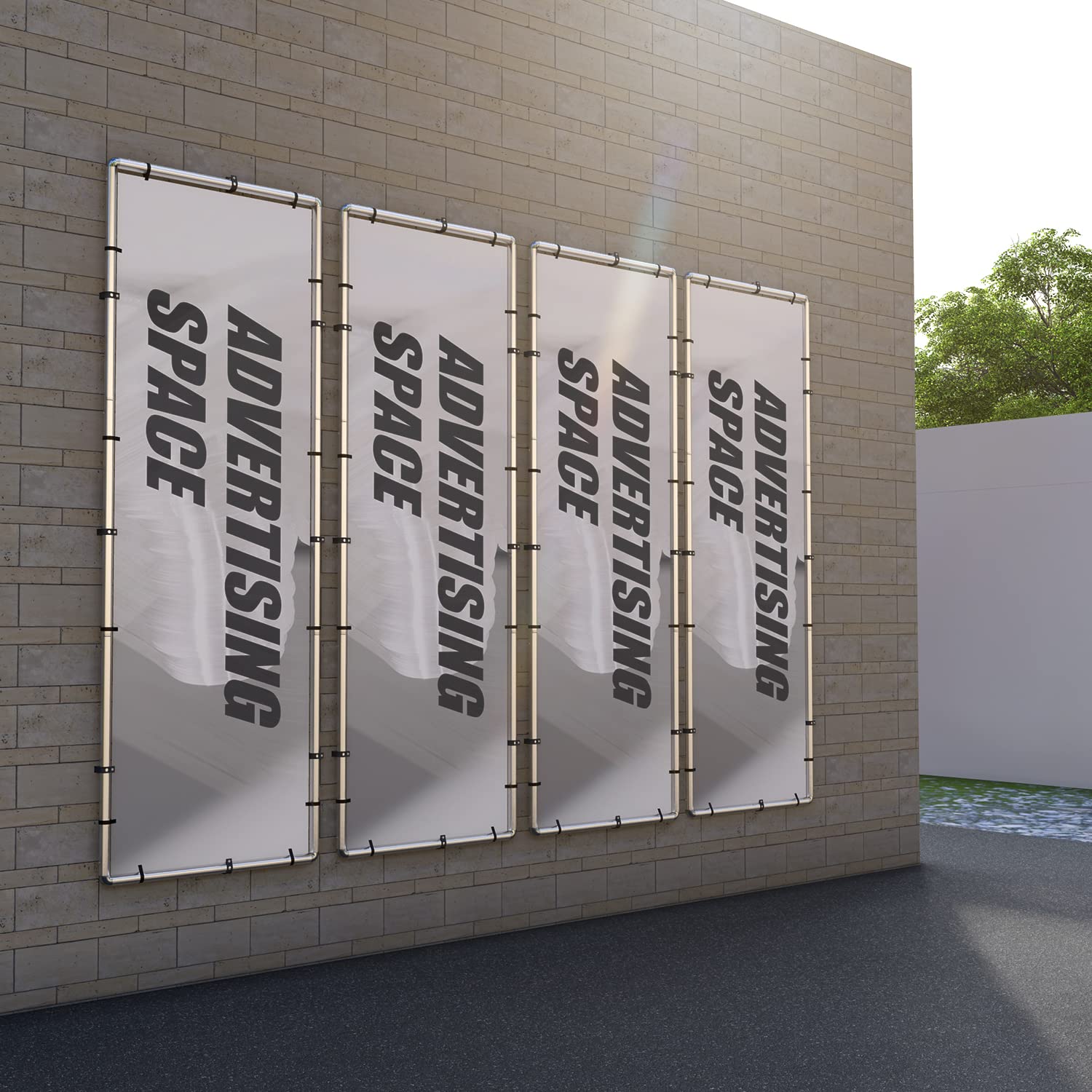 COARBOR 8'x6' Stainless Steel Wall Mount Banner Frame - Trade Show Display, Poster Holder, Wall Exhibitor Background for Advertising & Events | Durable & Professional