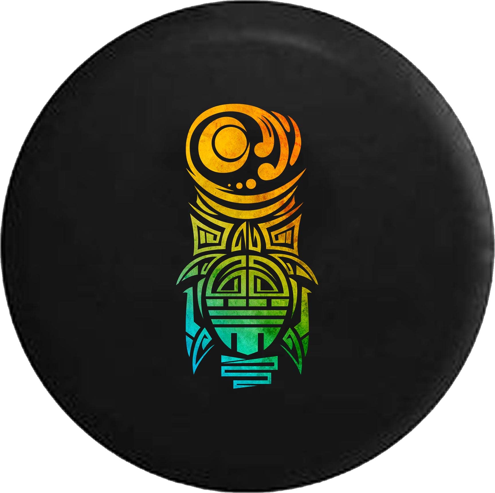 Island Tiki Man Faded Tie-Dye Black 31 Inch RV Tire Cover - Durable Waterproof Tire Protector for Trailers, Trucks, SUVs, Campers | Perfect for Beach Trips, Road Trips & Outdoor Adventures