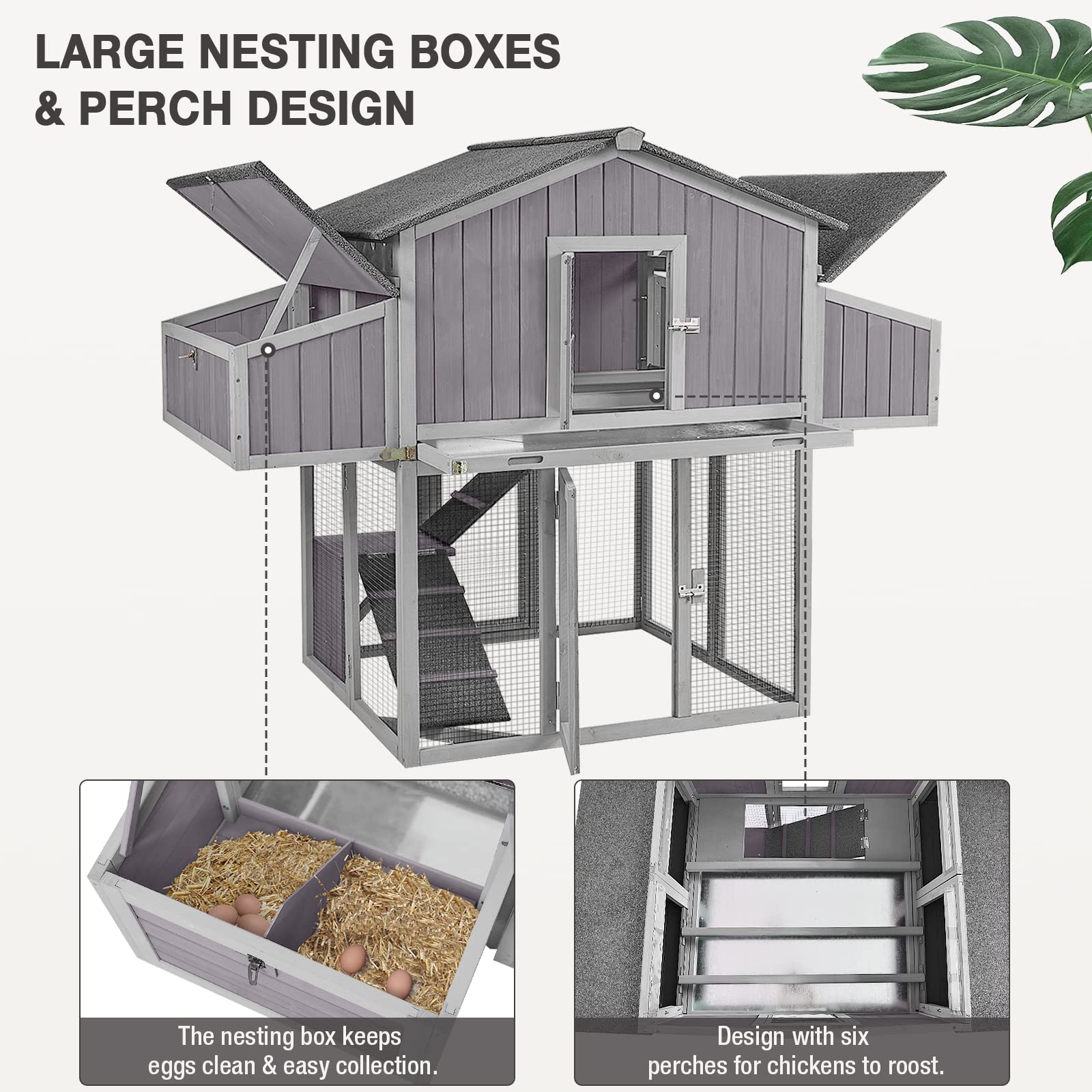 Large Folding Chicken Coop - Easy Setup Portable Outdoor Chicken House with 2 Nesting Boxes, Leakproof Pull-out Tray & UV-Resistant Roof | Perfect for Backyard Poultry, Small Farms & Urban Chicken Keeping