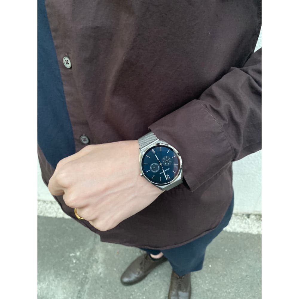 BERING 17140 007 Ultra Slim Unisex Watch - Blue Dial Stainless Steel Minimalist Watch for Men & Women | Perfect for Business, Casual Wear & Gift Giving