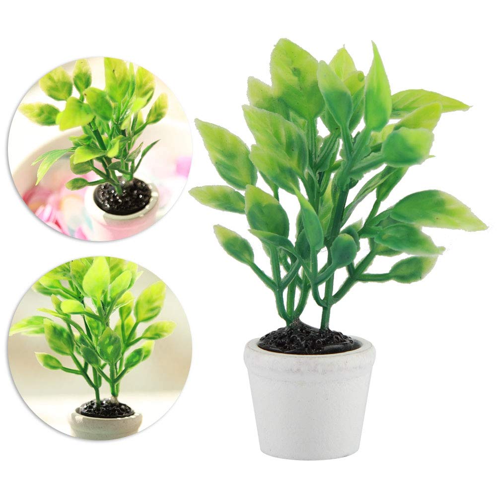 Fdit Artificial Miniature Green Plant Bonsai - Fake Potted Plant for Home, Office, Garden Decor - Perfect for Tabletop, Shelf, and Indoor Greenery Decorations