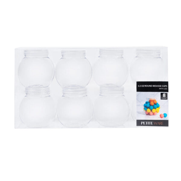5.5 oz Clear Plastic Mousse Cups with Twist Lids - 8 Pack | Disposable Dessert Containers for Parfaits, Pudding, Jello & Party Snacks