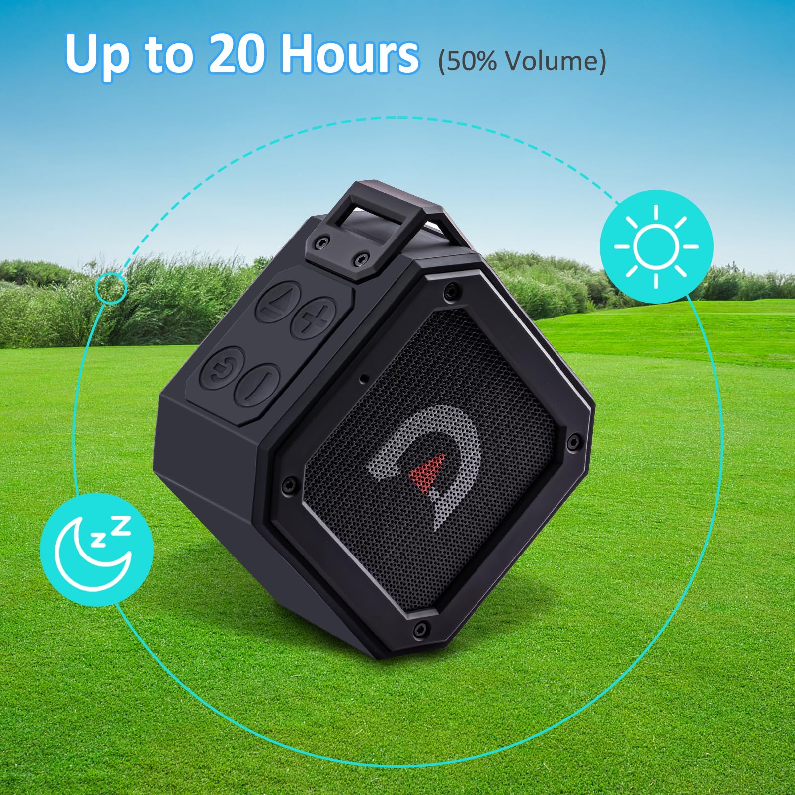 Portable Magnetic Bluetooth Speaker for Golf Carts - 20H Playtime, IPX7 Waterproof, Loud Stereo Sound with Bass Boost, TWS & SD Card Support - Perfect Golf Accessories & Gifts (Includes Storage Case) - Ideal for Outdoor Sports, Beach Parties & Golf Course Entertainment
