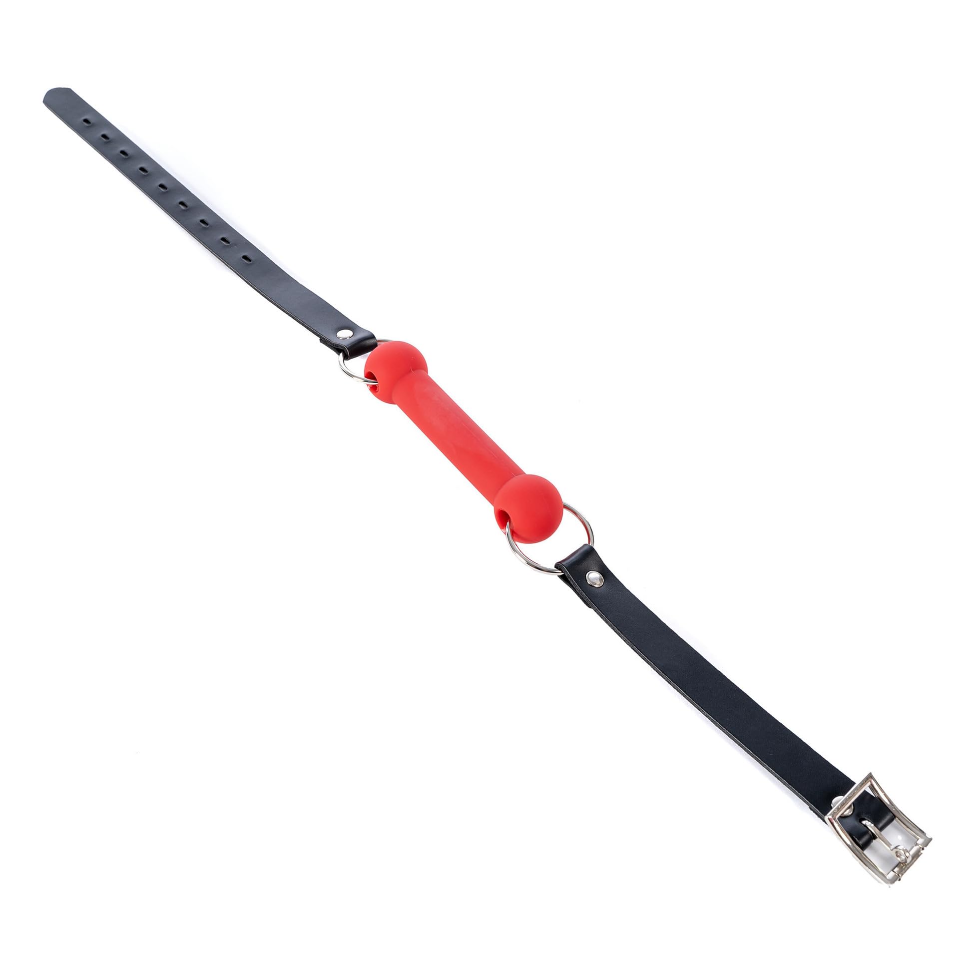 Adjustable Elastic Bondage Restraints - Open Mouth Silicone Bar Gag Muzzle for BDSM & Couples Play - Red Bite Gag for Sensory Deprivation & Role Play Scenes