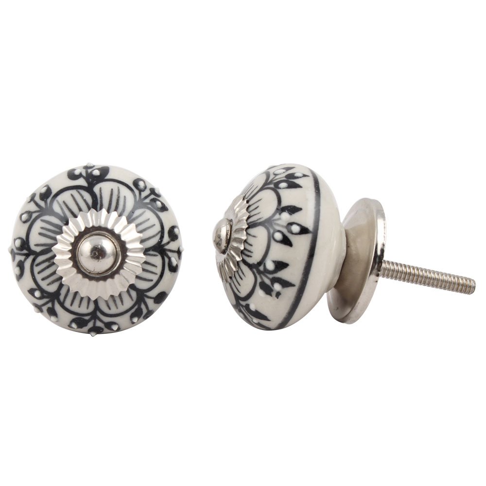 10-Piece White Zinnia Flower Ceramic Drawer Knobs - Elegant Kitchen Cabinet Hardware & Dresser Pulls for Home Decor, DIY Crafts, and Furniture Upgrades