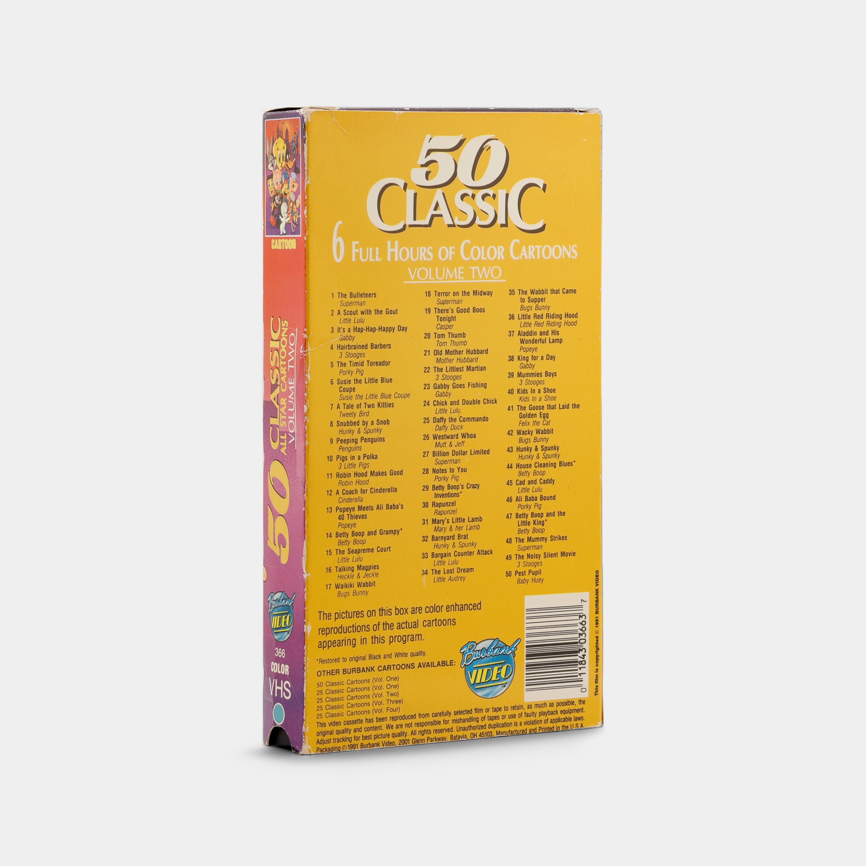 50 Classic Cartoons: Volume II VHS Tape - Nostalgic Animation Collection for Kids & Adults - Perfect for Family Movie Nights, Retro Gift Ideas & Vintage Entertainment