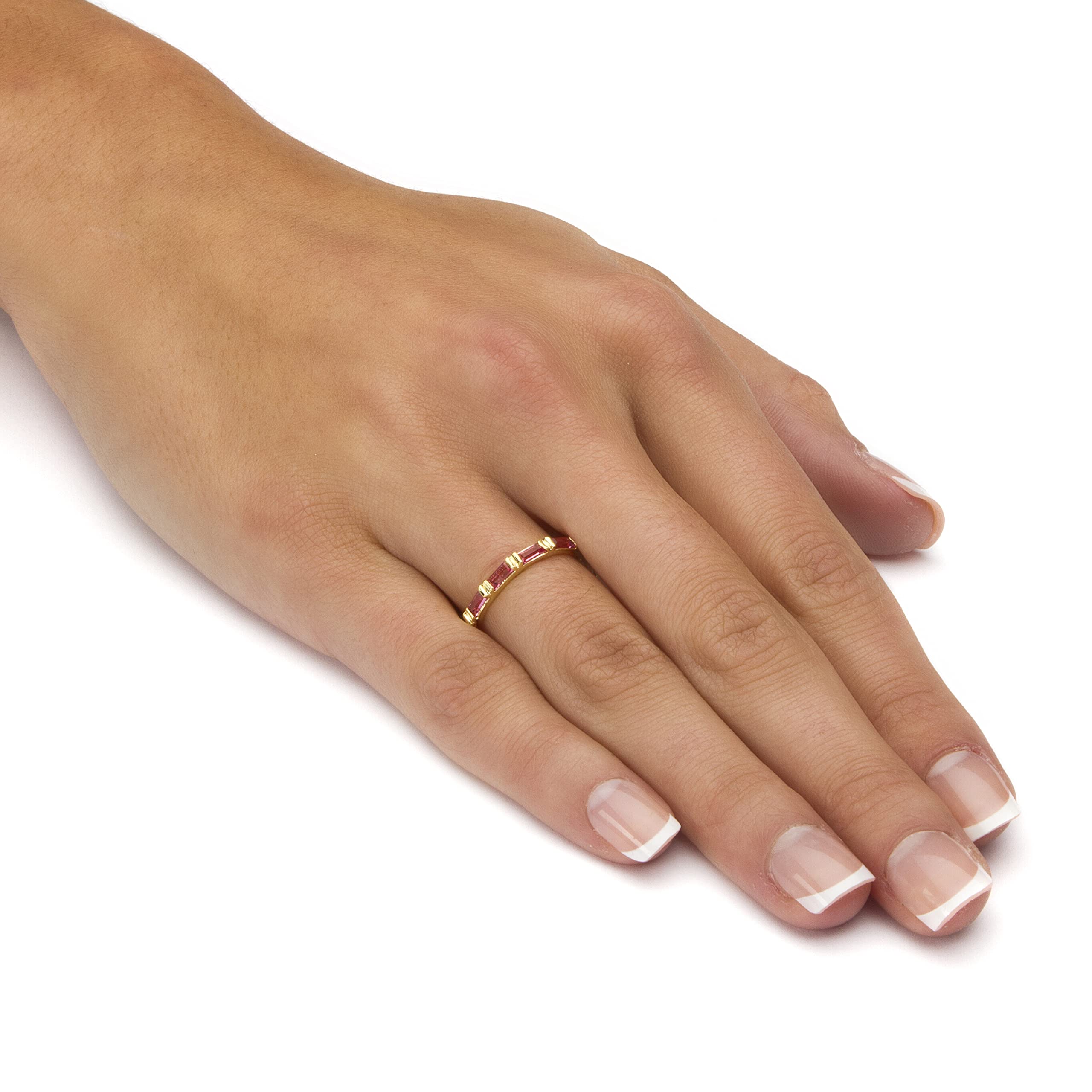 Palm Beach Jewelry Birthstone Eternity Band - 14K Gold Plated Stackable Ring for Women | Perfect Anniversary Gift & Everyday Wear