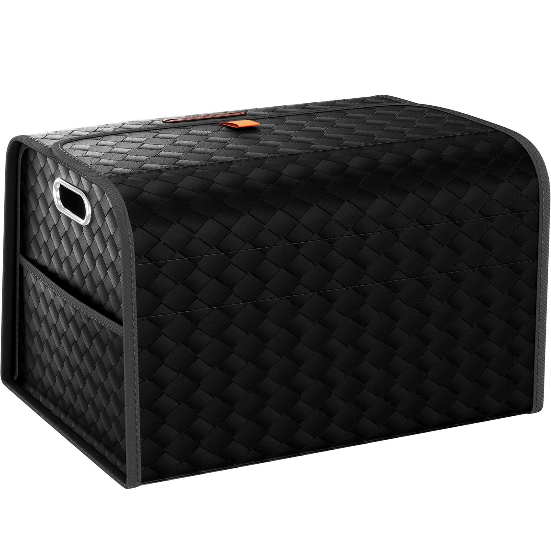 Premium GMQ Leather Car Trunk Organizer - Large Capacity Collapsible Storage for SUV, Truck, MPV (Black, L) | Perfect for Road Trips, Grocery Shopping & Vehicle Organization