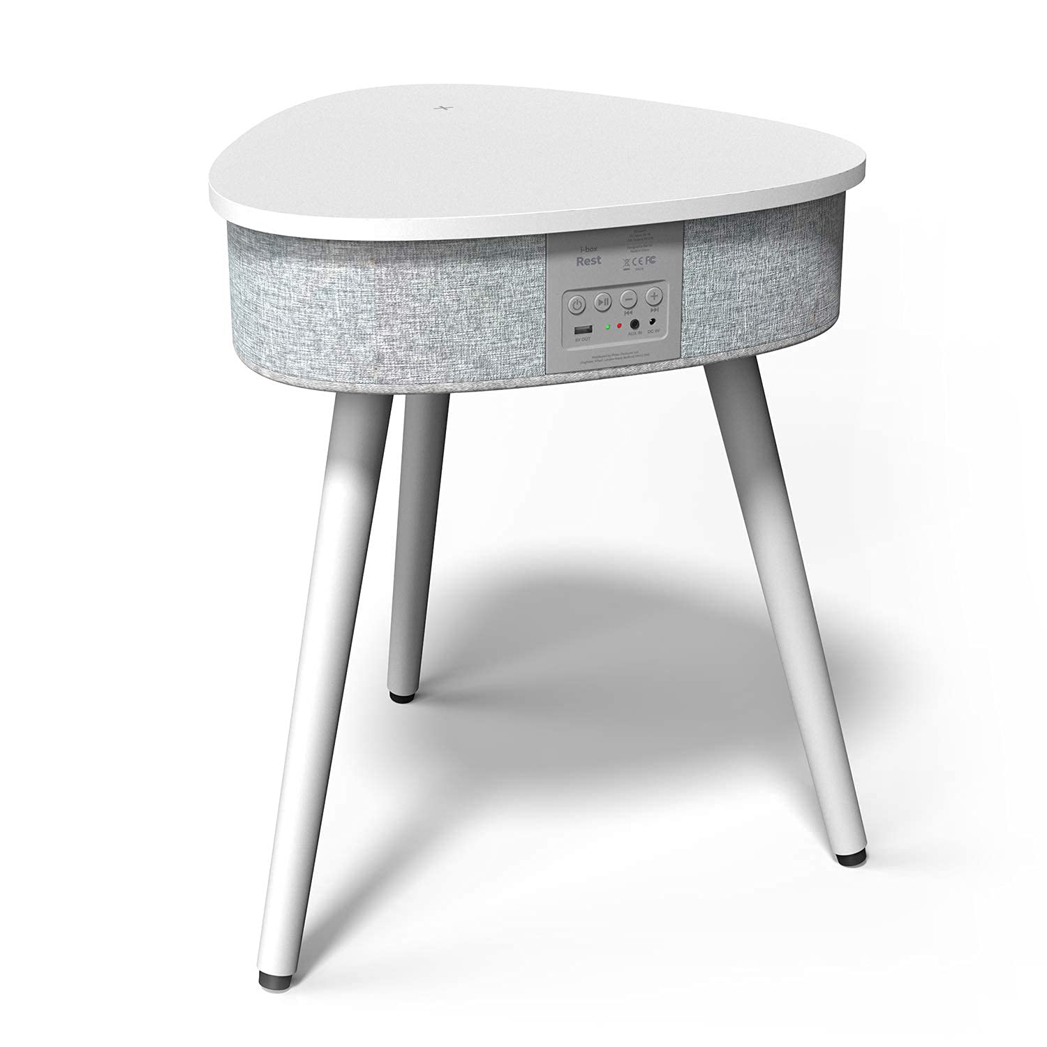 i-Box Smart Home Wireless Charging Table with Bluetooth Speaker - 20W Stereo Sound & Subwoofer - Multi-Device USB Charging Station - Modern Smart Coffee Table for Living Room & Office (White) - Perfect for Home Entertainment & Workspace Charging