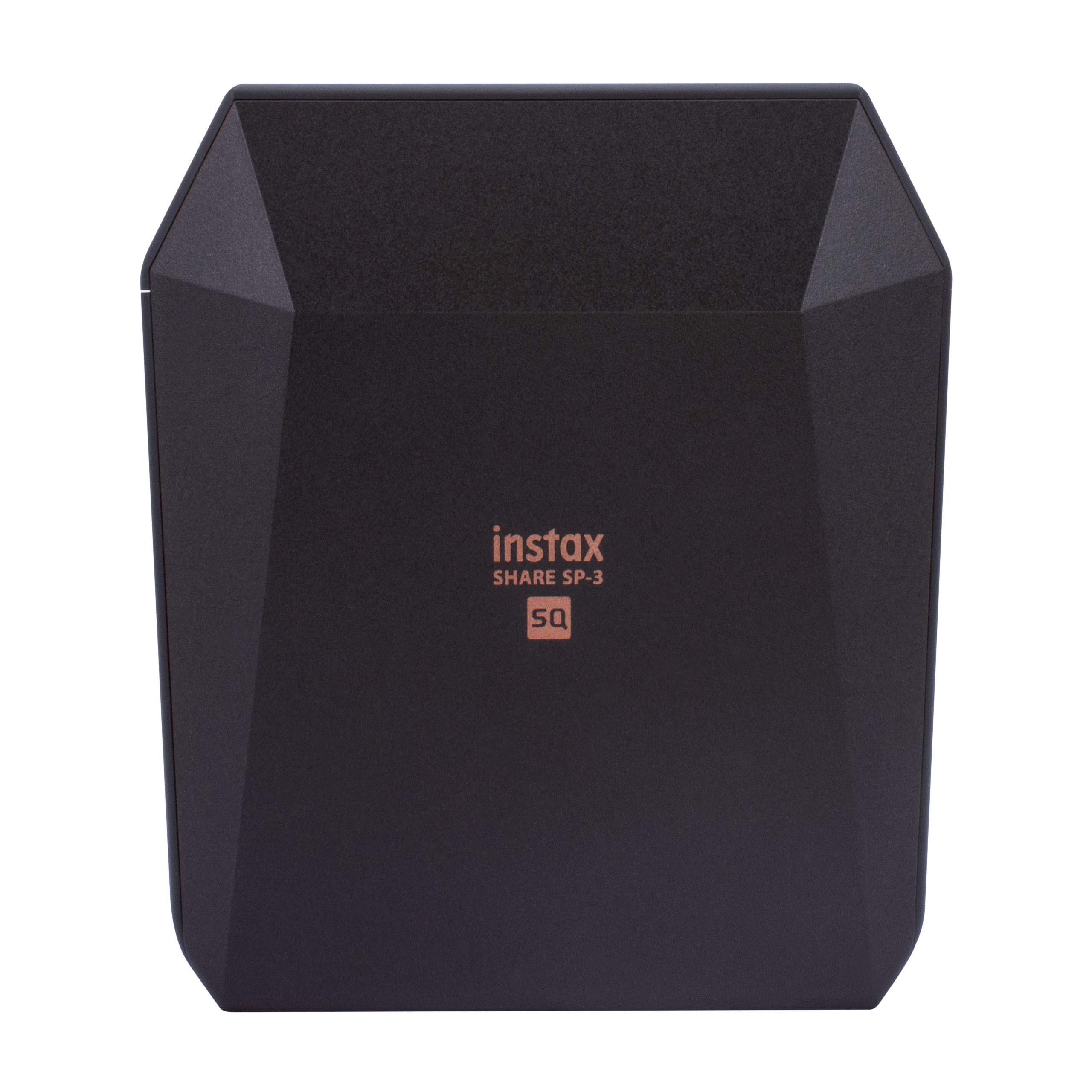 Fujifilm Instax SHARE SP-3 Smartphone Printer (Black) with 10-Pack Instax SQUARE Film - White & Black Borders | Instant Photo Printing for Travel, Parties, and Memories