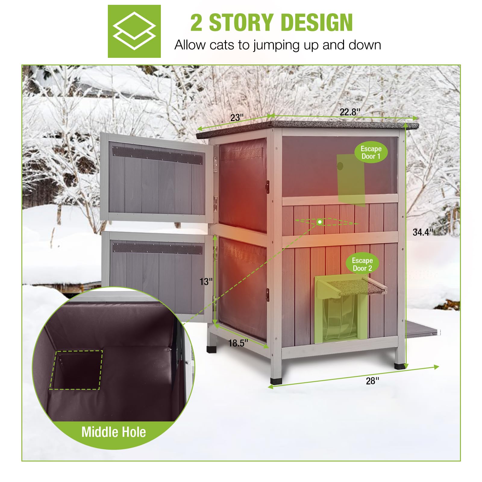 Insulated Outdoor Cat House for Winter - Weatherproof Feral Cat Shelter with Warm Bedding | Perfect for Stray Cats, Backyard, and Garden Protection