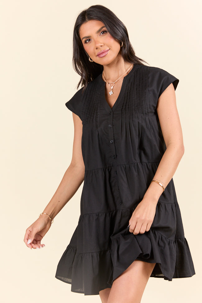 Stylish Black Button Up Mini Dress for Women - Perfect for Casual Outings, Parties & Date Nights