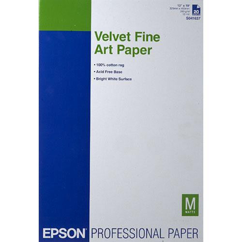 Epson Velvet Fine Art Paper 13x19 Inches - 20 Sheets Pack - Premium Matte Finish for Photography & Art Prints - Ideal for Home Decor, Gifts & Professional Art Displays