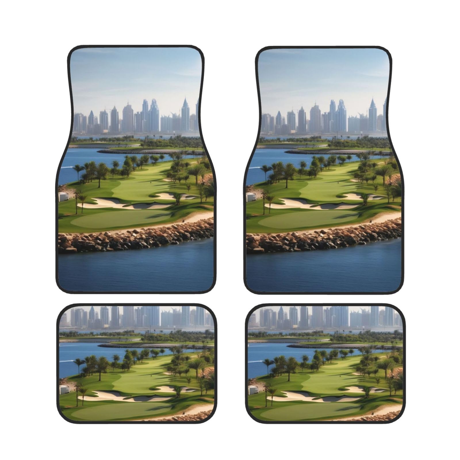 Premium Golf Yacht Club Car Floor Mats - 4-Piece Full Set for Front & Rear Seats - Universal Fit for Sedans, SUVs, Trucks & Vans - Waterproof & Anti-Slip Protection - Perfect for Golf Enthusiasts & Luxury Car Owners
