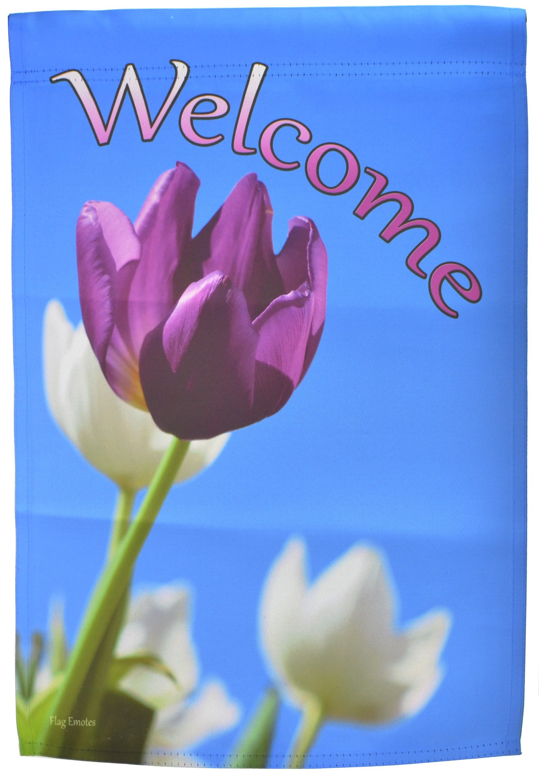 Double Sided Garden Flag Tulips Welcome - Colorful Outdoor Decorative Banner for Spring & Summer - Perfect for Front Yard, Porch, and Patio Decor
