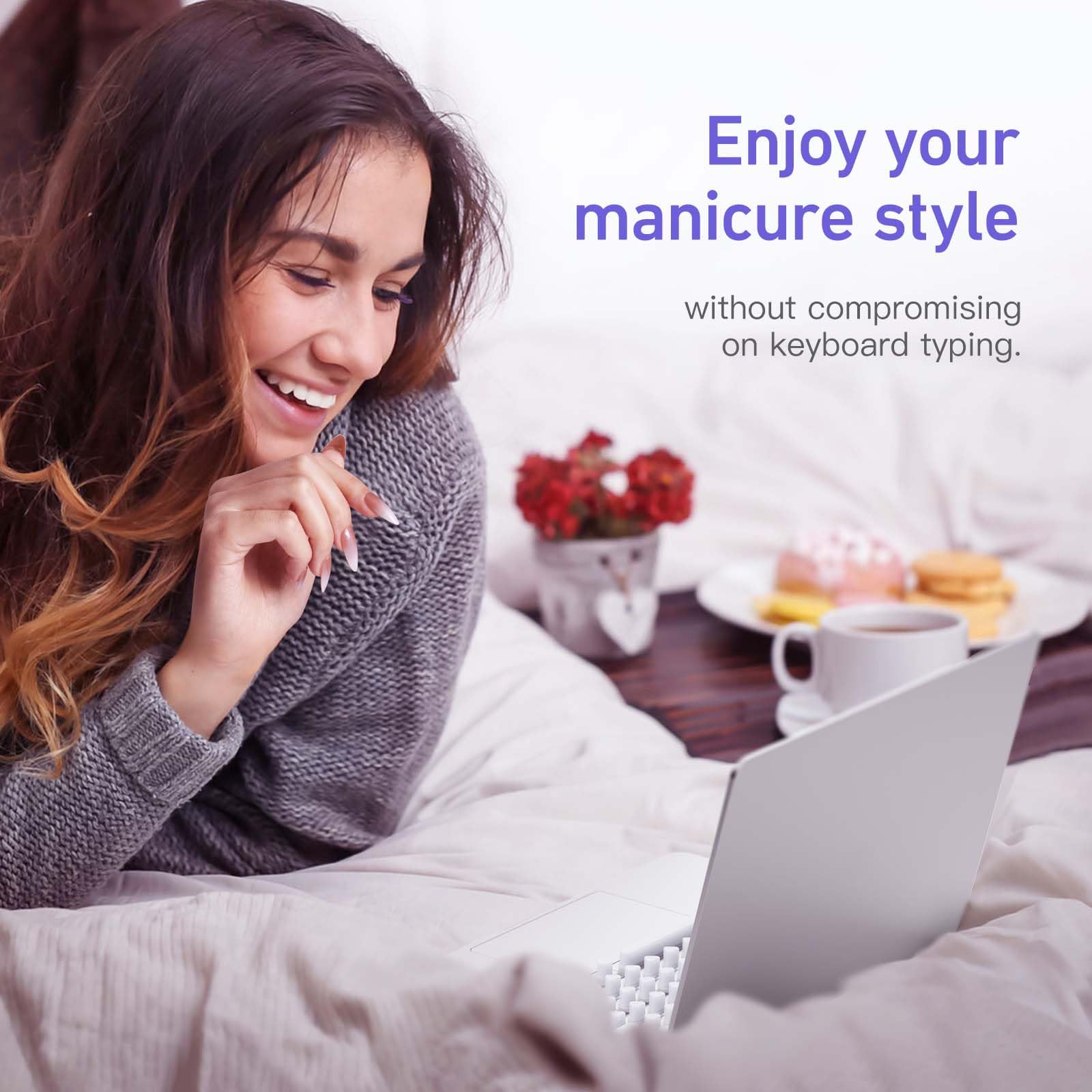 Majeree Silicone Keyboard Cover for Long Nails - Compatible with 2021-2024 MacBook Pro 14/16 & MacBook Air 13/15 - Raised Keys, Gift Box Packaging - Perfect for Typing with Long Nails, Office Work, Study & Home Use (Pink)