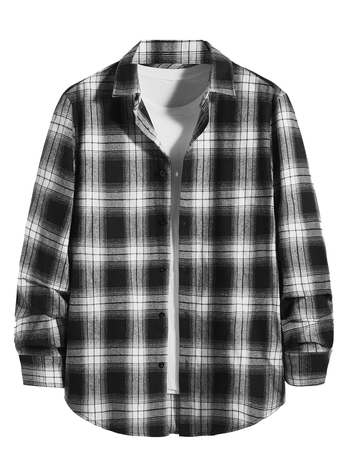 Romwe Men's Long Sleeve Plaid Button Down Shirt - Casual Business Office Wear, Fall Winter Fashion Top, Perfect for Work, Dating & Outdoor Activities