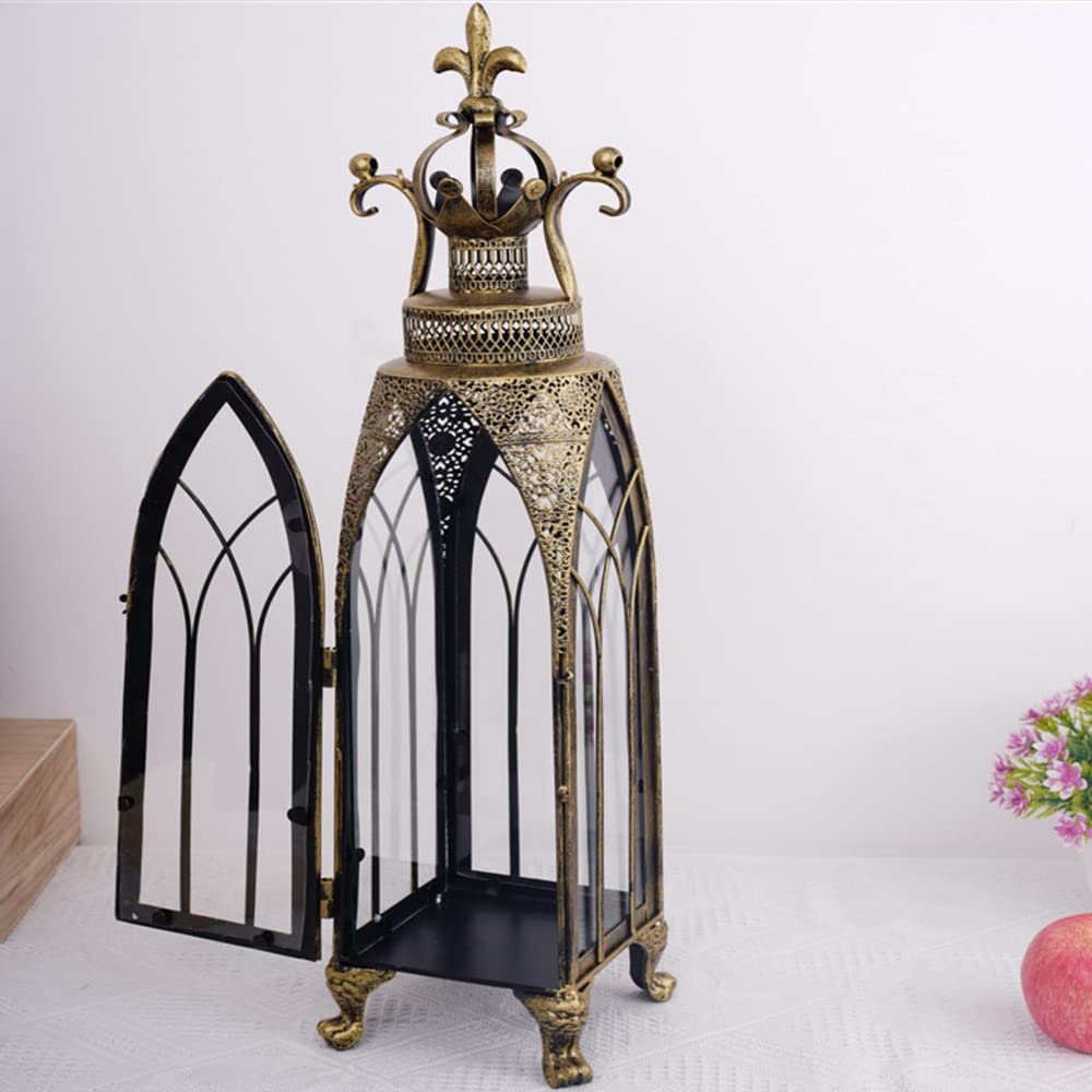 27.5 Inch Large Farmhouse Metal Hanging Candle Lantern with Clear Glass - Rustic Home Decor for Living Room, Garden, Patio, Wedding & Outdoor Events