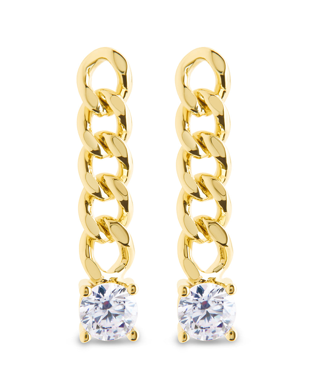 Phoebe CZ Chain Link Drop Stud Earrings for Women - Elegant Cubic Zirconia Dangle Earrings for Party, Wedding & Everyday Wear