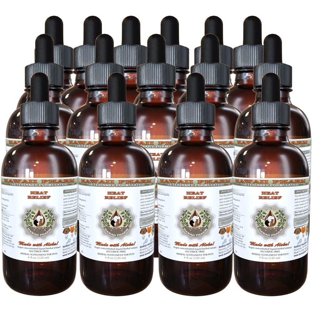 Veterinary-Approved Natural Alcohol-Free Heat Relief Liquid Extract for Dogs - Herbal Pet Supplement (15x4 oz) | Soothes Overheating & Supports Comfort in Hot Weather