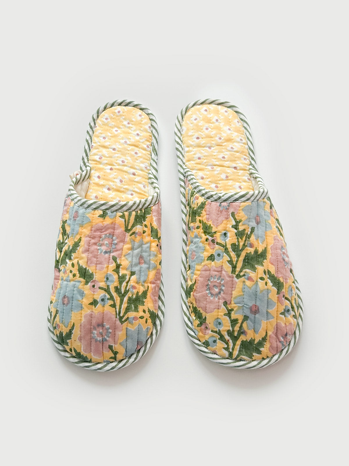 Handmade Block Print House Slippers - Soft Buttermilk Color Cozy Indoor Shoes for Women | Perfect for Home, Lounge & Yoga Comfort