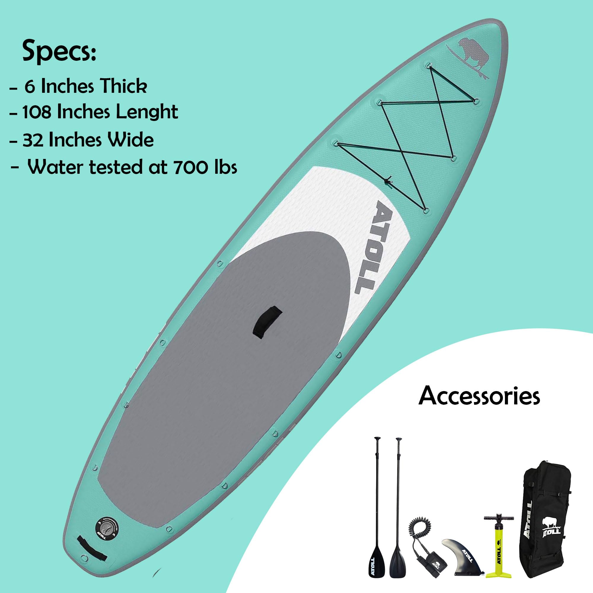 Atoll Inflatable SUP Board 11ft/9ft with Pump & Paddle - Perfect for Travel & Water Sports