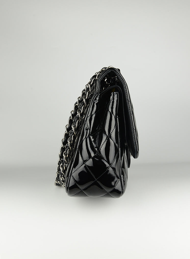 Chanel Jumbo Flap Bag in Black Vernis Leather - Luxury Designer Handbag for Women, Perfect for Parties, Work & Everyday Use