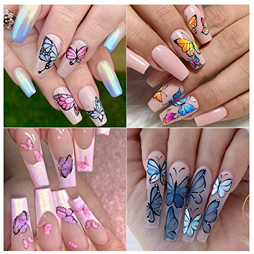 10 Sheets Butterfly Nail Art Foil Transfer Stickers - Holographic Nail Decals for DIY Manicure & Nail Decoration - Perfect for Party, Wedding, and Everyday Nail Art Designs