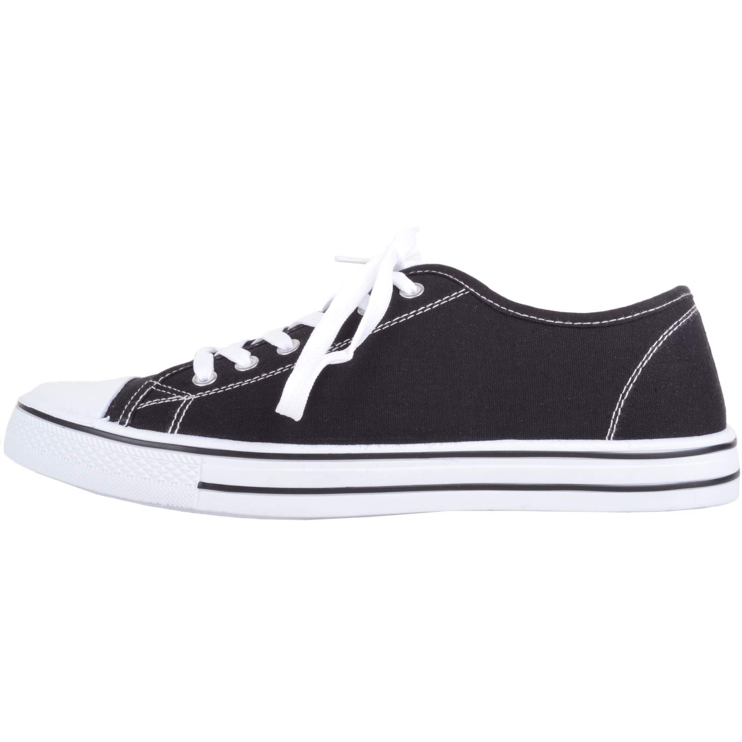 Women's Canvas Lace-Up Sneakers with Rubber Toe Cap - Comfortable Casual Shoes for Walking, Running & Everyday Wear